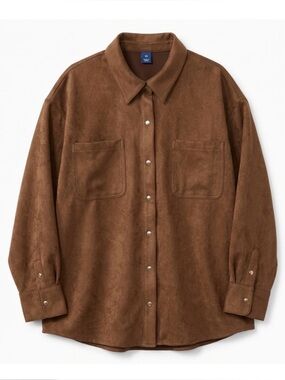 Old Navy Faux-Suede Boyfriend Shirt, Women’s XXL, Nomatic Trail